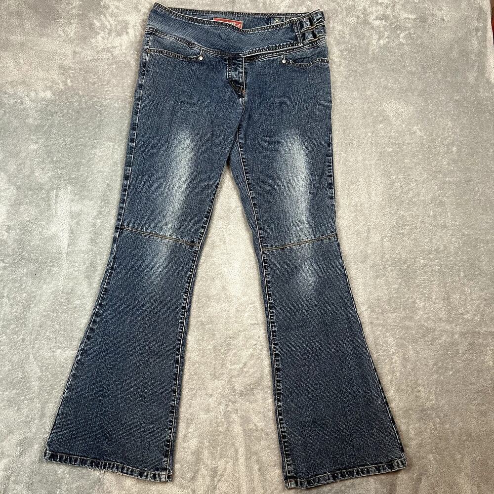 Vintage Y2K Neeso By Elicos Denim Jeans Womens 9 Flared‎ USA Grunge Hippie